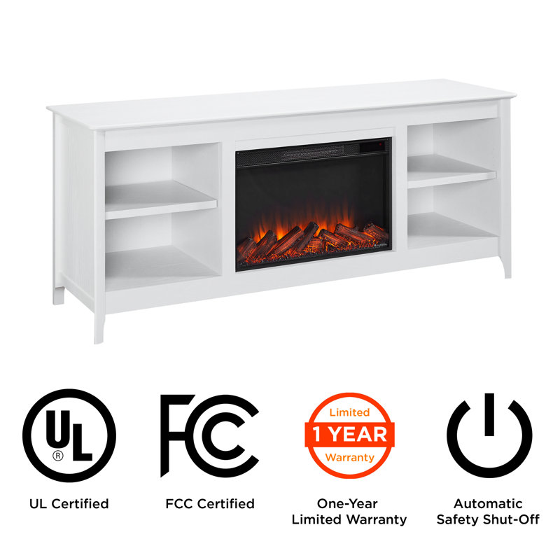 Fraley 68" Electric Fireplace TV Stand, Whitewash