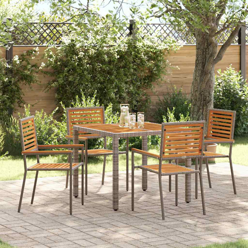 5 Piece Garden Dining Set, Grey