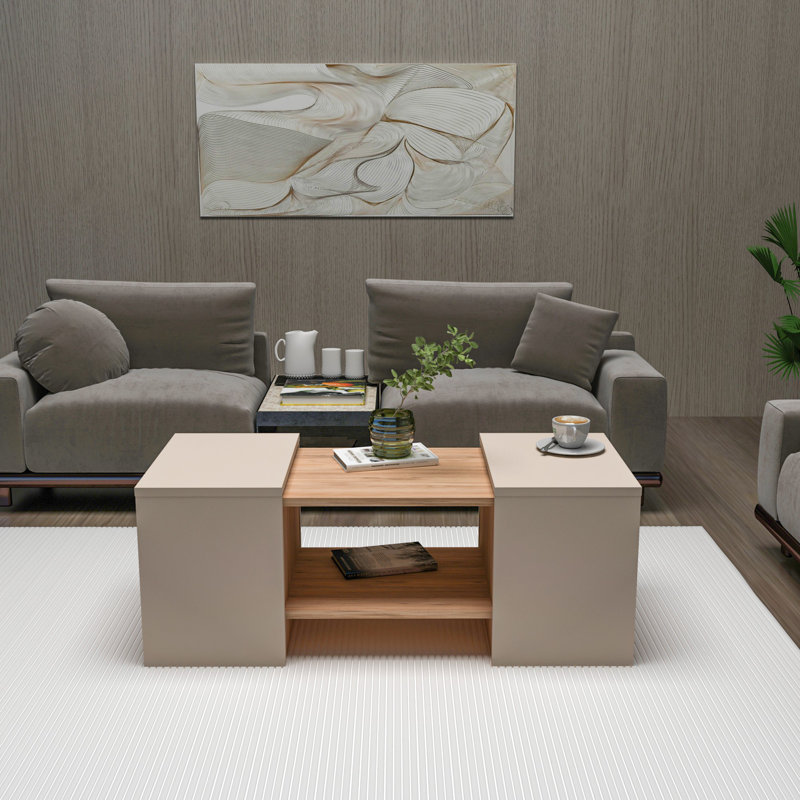 Ensemble de tables basses, Beige / pin atlantique
