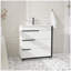 Meuble-lavabo autoportant moderne de 30 po, 3 tiroirs à fermeture en douceur, finition contrastée blanche et noire, poignées en métal artistiques personnalisables, panneau de fibres à densité moyenne (sans lavabo)