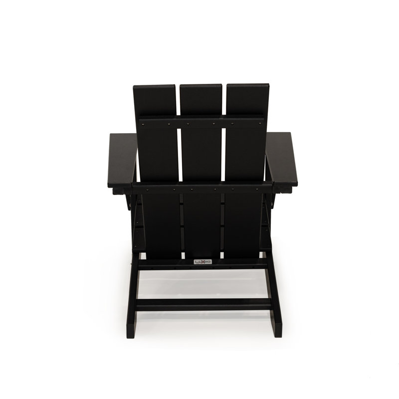 Arcadia Black HDPE 3-Piece Outdoor Adirondack Chair and Table Set