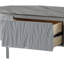 Table basse polyvalente grise avec pattes en métal lustrées et pieds élégants