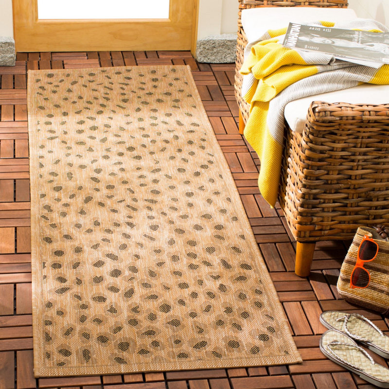 Tapis intérieur / extérieur naturel à motif animalier Arneshia, Tapis de couloir 2 pi 3 po x 6 pi 7 po