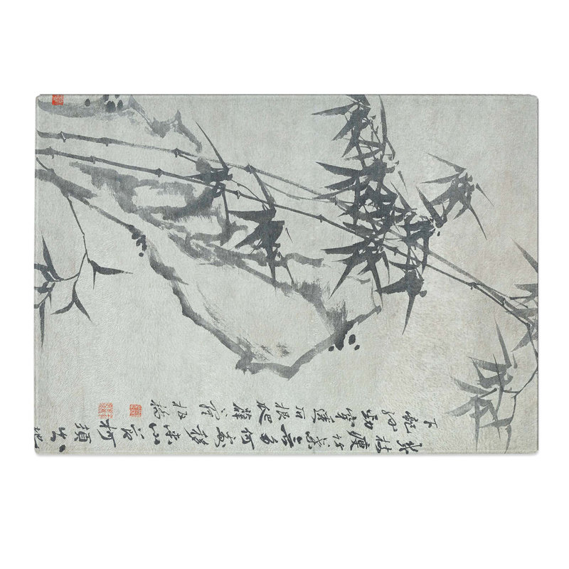 Tempered Glass Bamboo and Rock Chopping Board, 39 cm W x 28.5 cm L