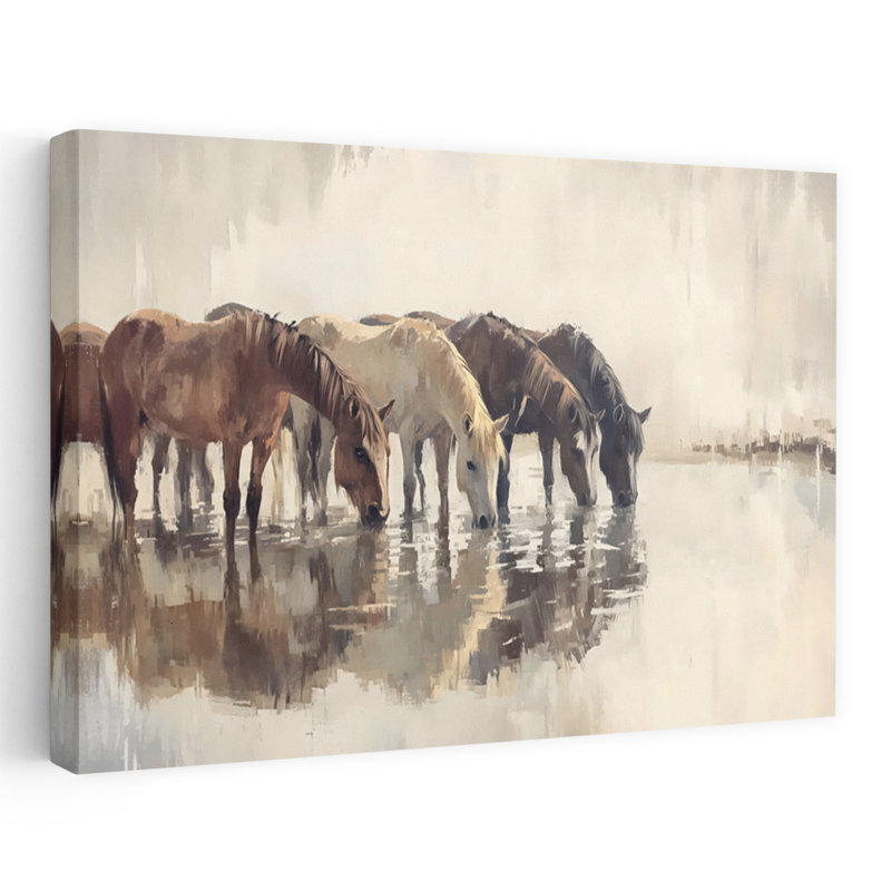 «Herd Of Horses», reproduction d'art abstrait cheval contemporain, H 24 po x l 36 po