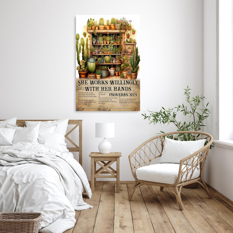 «Lashondia Cactus She Work Will Will With With Her Hands On», impression sur toile, H 36 po x l 24 po x P 1,25 po