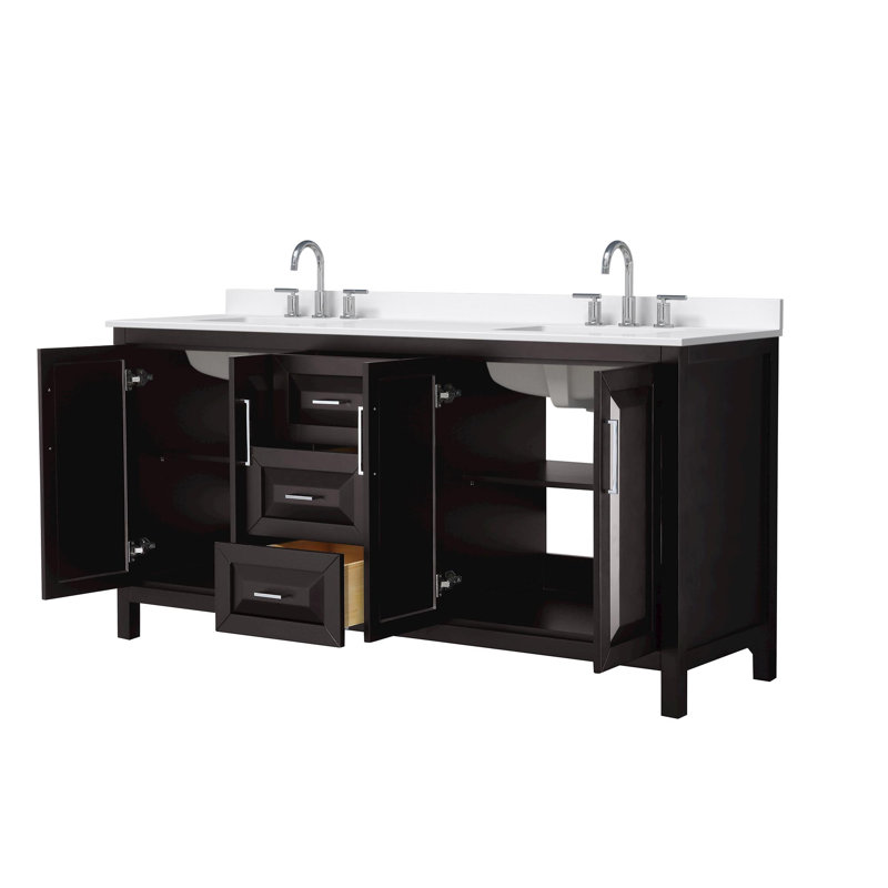 Daria 72'' W Vanity, Brown, Polished Chrome, Giotto Quartz