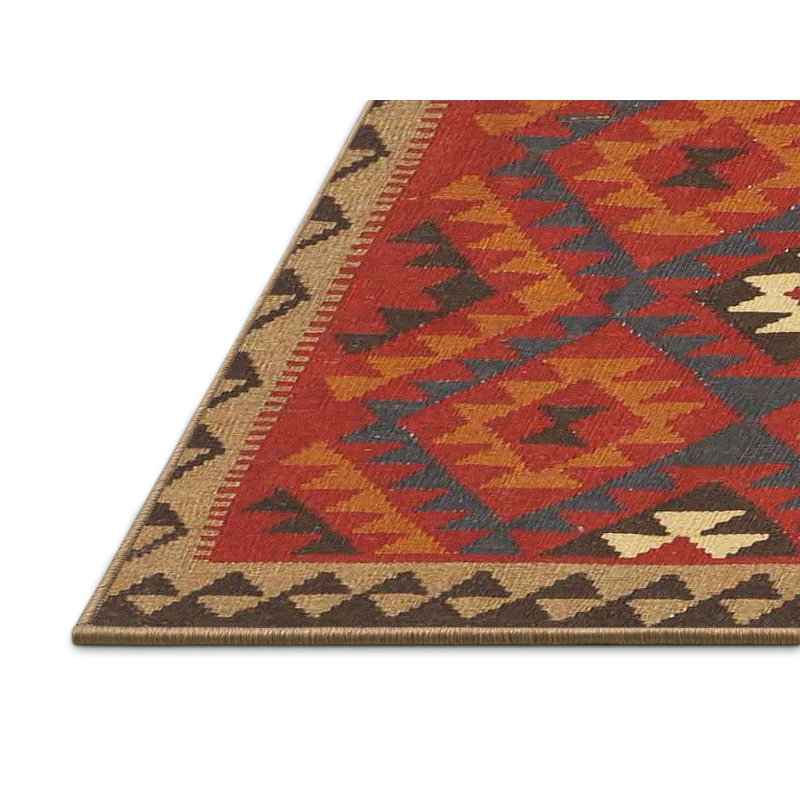 Tapis de zone rouge/noir/brun contemporain, Rectangle 6 pi x 9 pi