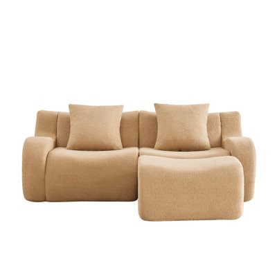 Canapé en forme de L à 2 places en tissu Teddy