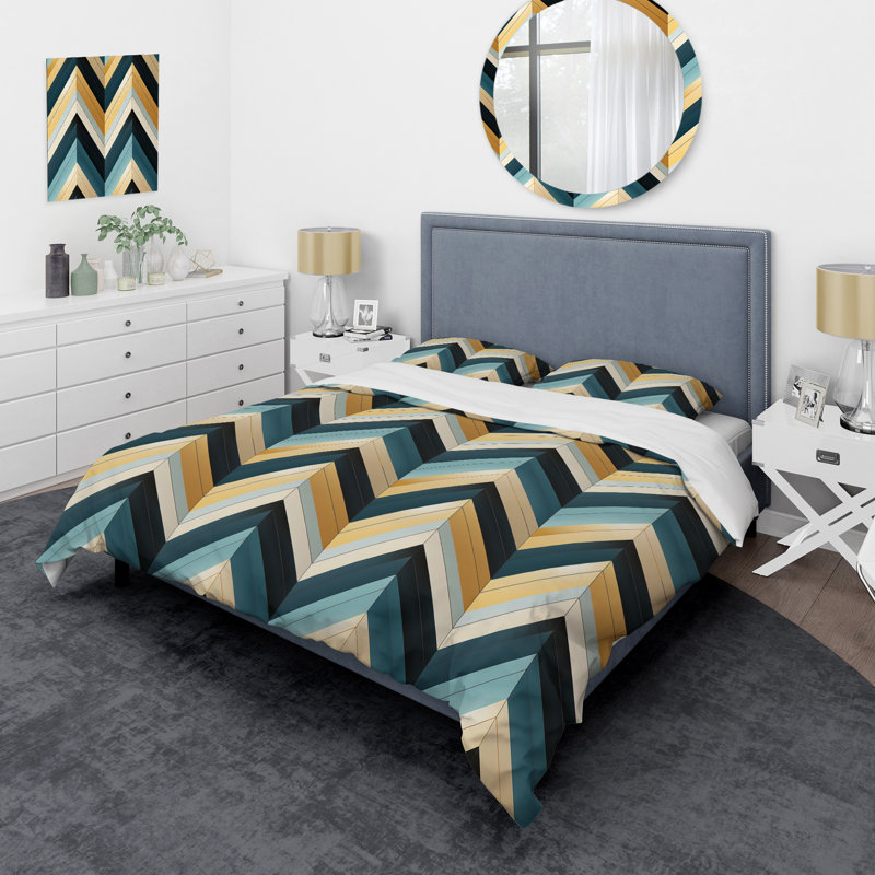 Urban Elegance Chevron Pattern - Ensemble de housse de couette à chevrons, Housse de couette pour grand lit et 2 taies décor