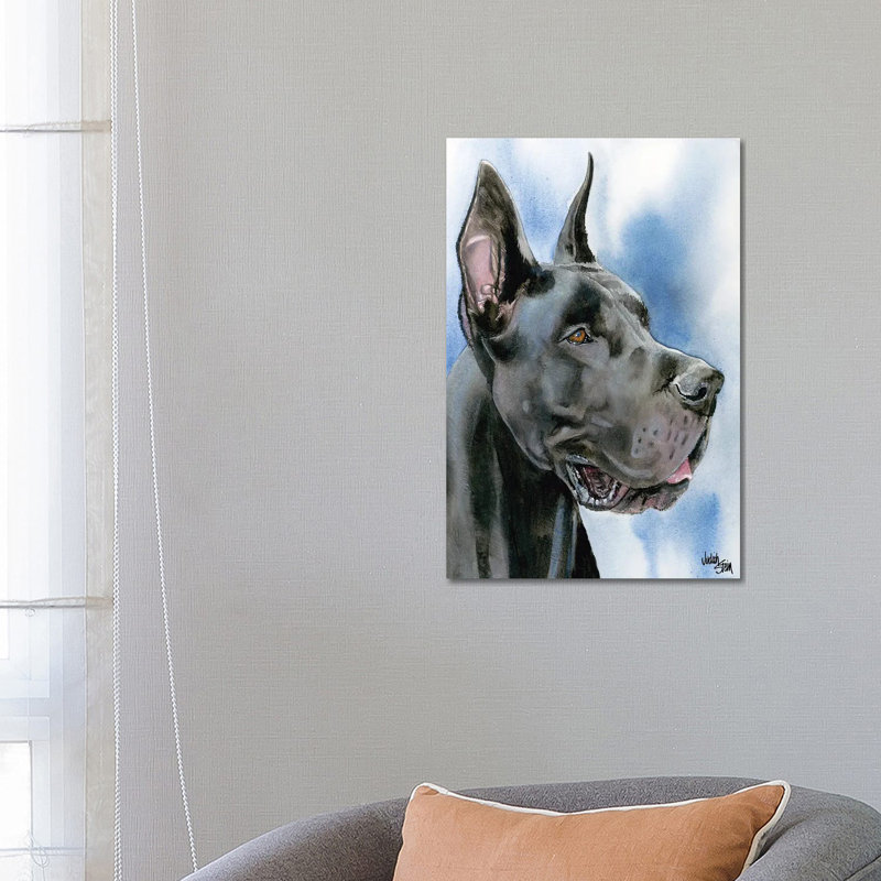 Big Danish - Black Great Dane by Judith Stein - Wrapped Canvas Painting