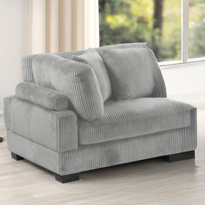 Bentley Modern Style Corduroy Fabric Upholstered Corner Wedge Made With Wood Frame In Gray