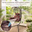 Brown PE Rattan Hanging Egg Chair with Stand and Cushions