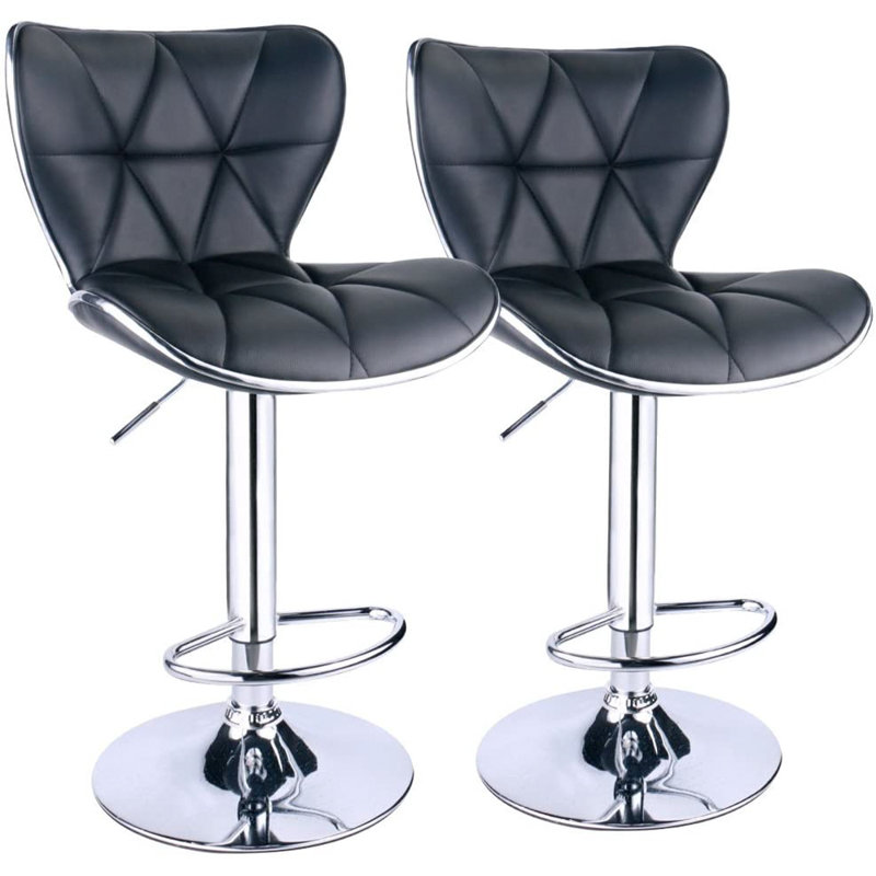 Anjolee 32.5'' Swivel Adjustable Height Counter Stool with Metal Frame, Black