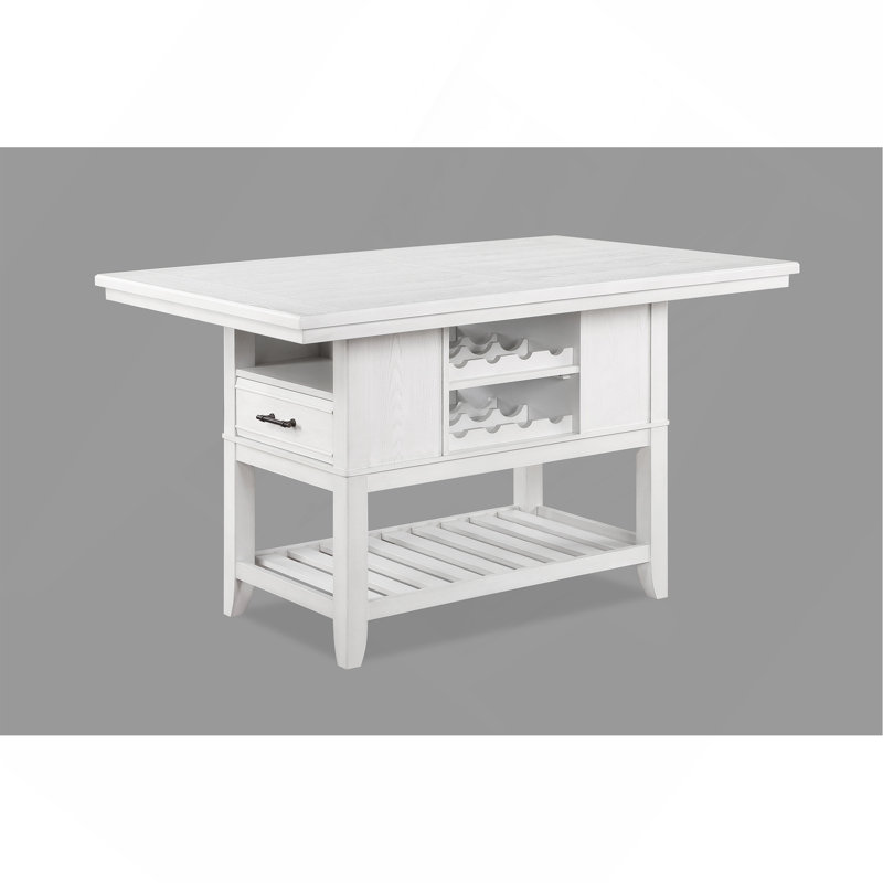 Table à hauteur de comptoir avec tiroirs de rangement, Blanc, Blanc