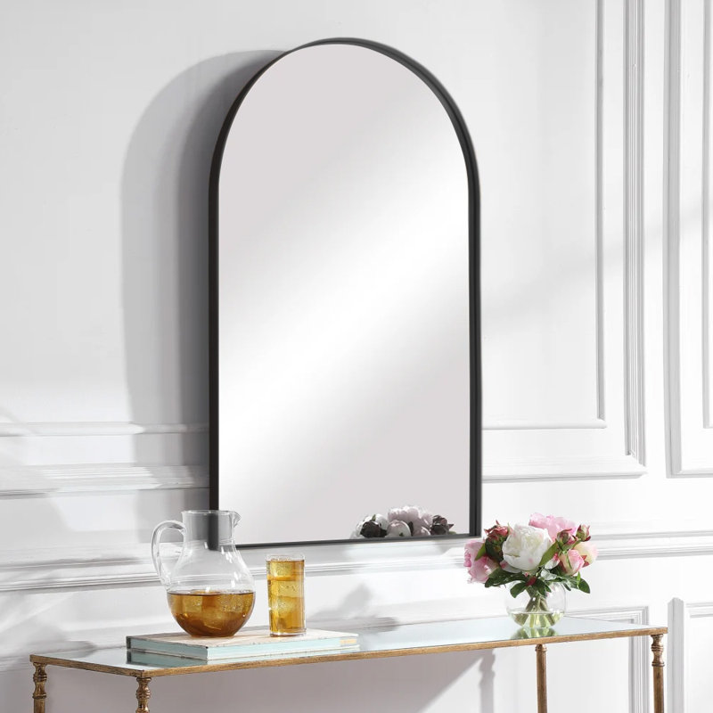 Daryll Arch-Shape Metal Framed Wall Mirror Decorative, Black