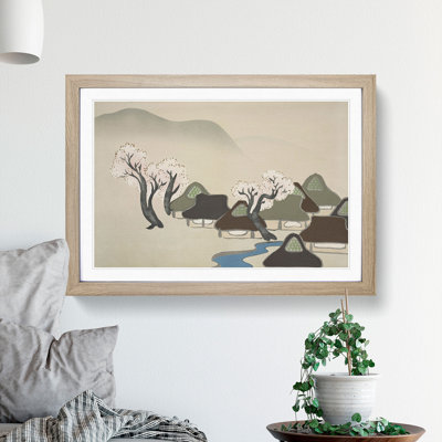 Village with Cherry Blossoms by Kamisaka Sekka - Picture Frame Painting