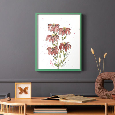Watercolor Blooms II, reproduction encadrée - bois massif