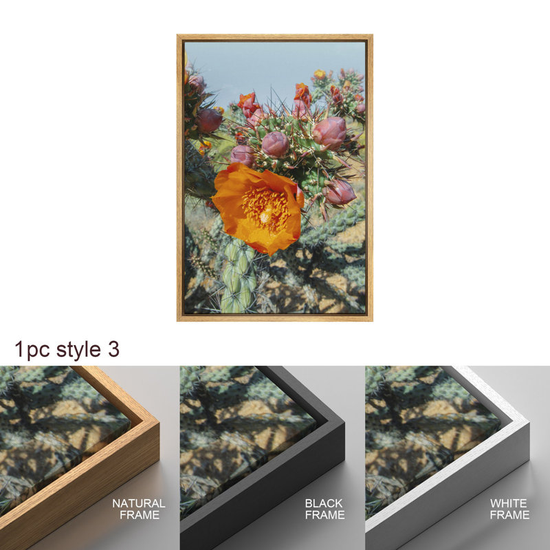 Cactus désert 3, fleurs de cactus en fleurs, images de l'Ouest moderne, impression numérique sur toile, impression numérique sur toile encadrée