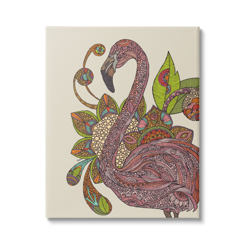 «Flamingo Bold Paisley Botanicals Complex Floral Détails» par Valentina Harper, impression sur toile tendue, Toile tendue