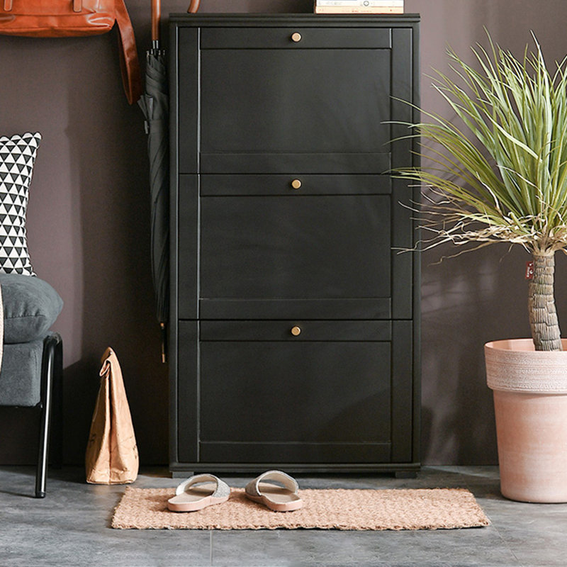 Black Solid wood Shoe Storage