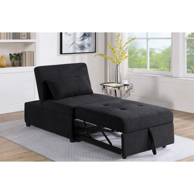 Canapé-lit noir ultra-moderne, fauteuil convertible avec lit escamotable et fauteuil contemporain sans accoudoir