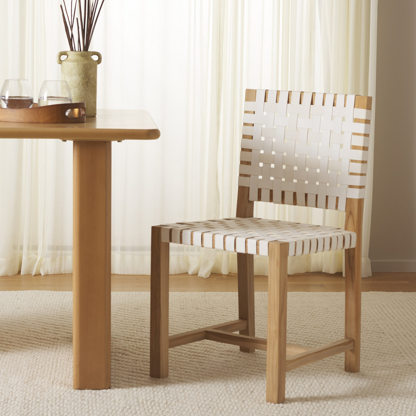 Erline Dining Chair, White/Natural