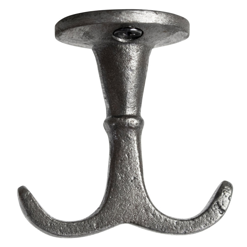 Gray Iron Double Arm Wall Hook with Screws