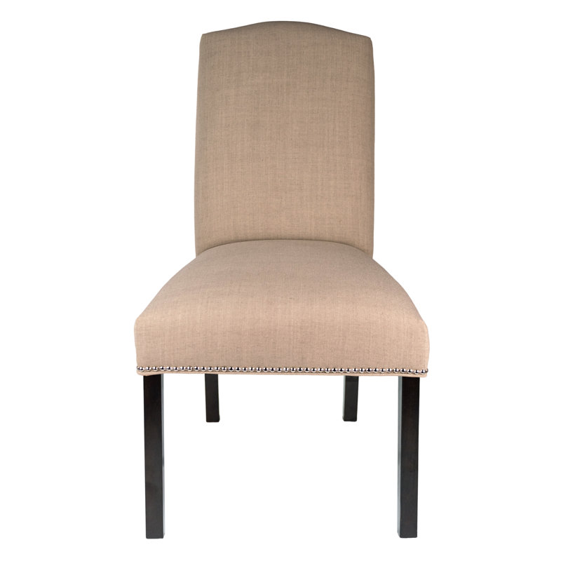 Cyran 20'' H Upholstered Parsons Chair, Pebble, Espresso