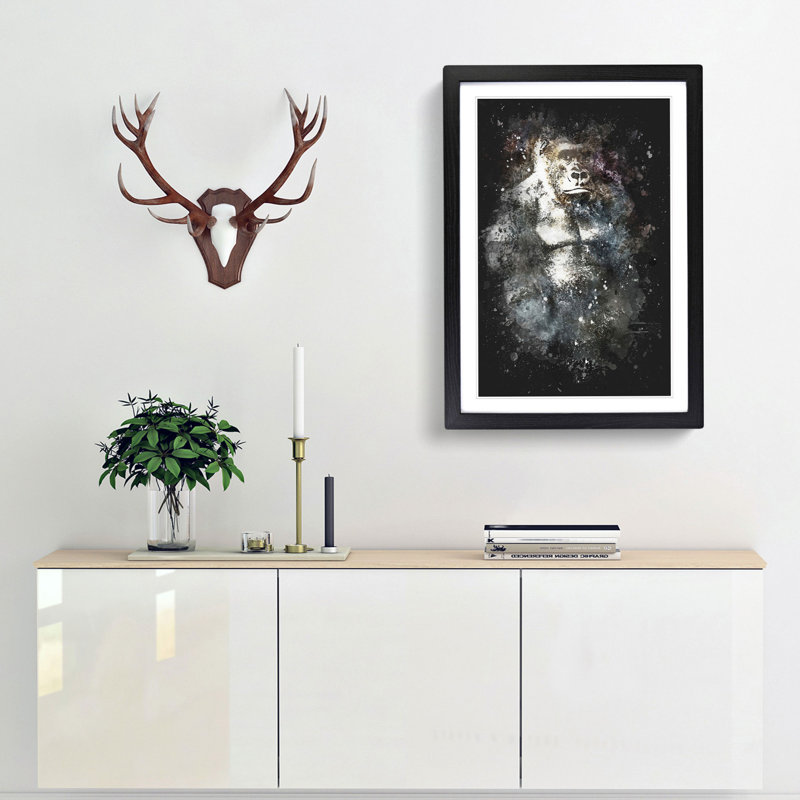 The Silverback Gorilla - Picture Frame Painting Print, 45cm H x 33cm W x 2cm D, Black Framed