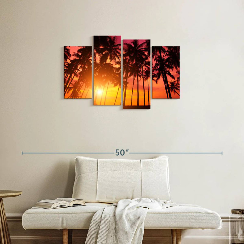 Palmiers Harnek au coucher du soleil, H 22 po x l 36 po