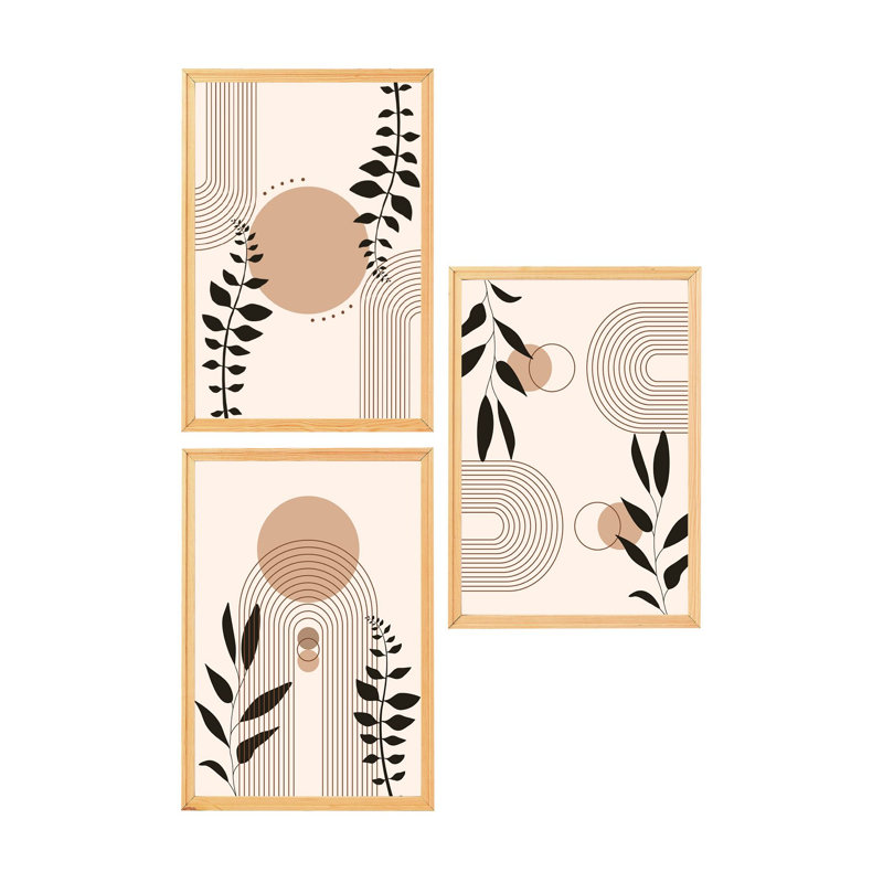 Stunning Decorative Framed MDF Painting Set (3 Pieces), Solid Pine Wood Frame, 7.9 x 11.8 inches | 100% MDF Art on Bristol Paper, Double-Sided PVC Film with Shiny & Matte Finishes | Perfect for Home Décor & Gallery Walls
