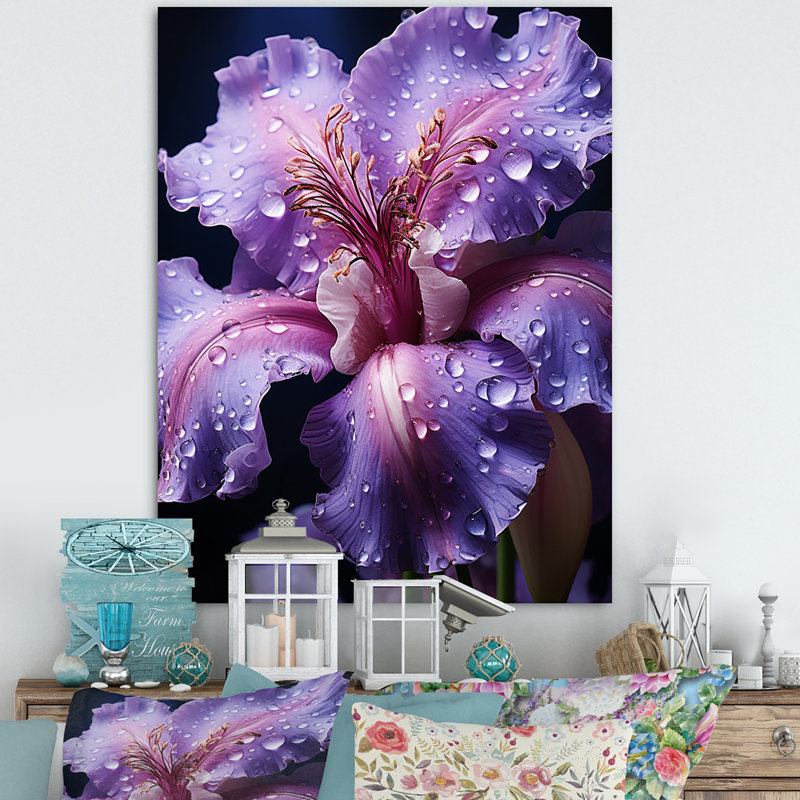 Dearran mauve majestueux iris noir I - impression, Toile tendue, H 44 po x l 34 po x P 1,5 po