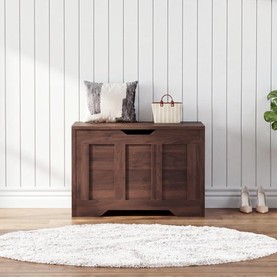 Banc de rangement avec charnières de sécurité à ressorts à gaz, très grand repose-pieds en bois avec coffre à jouets, banc à chaussures pour le hall d'entrée avec rangement caché pour chambre à coucher, salon