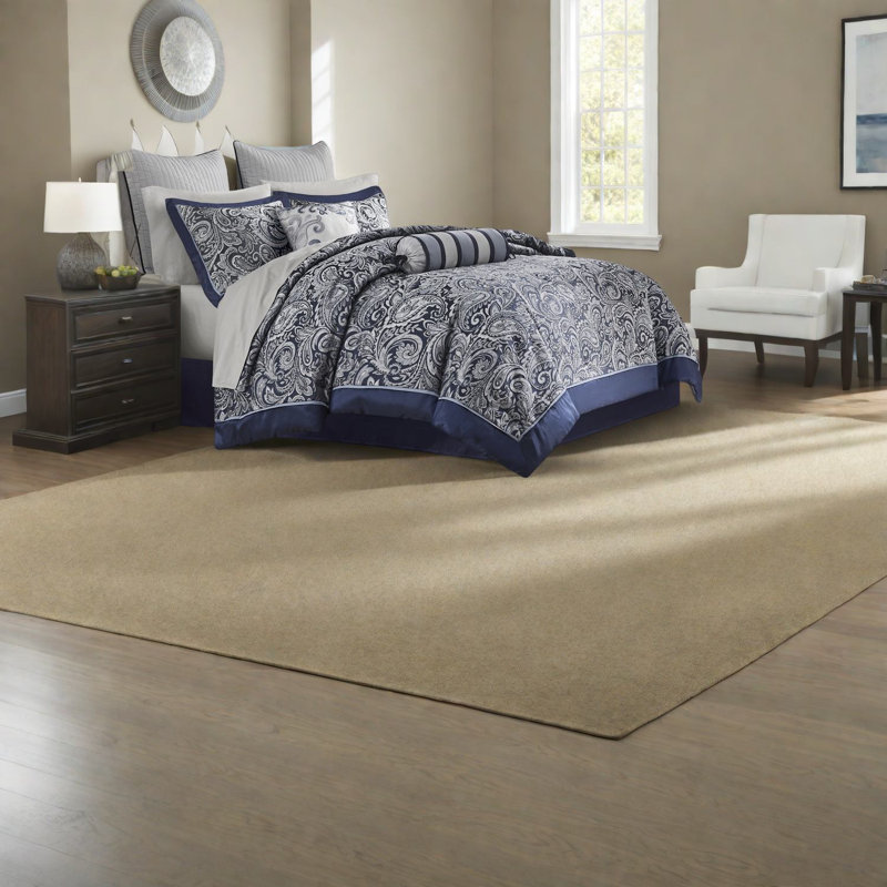 Elegant Navy Comforter Bedding Sets, Polyester Cotton, Classic Style For Home