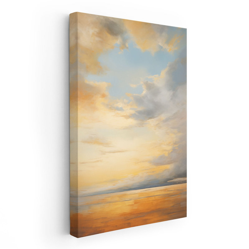 " Yellow Horizon Tranquility ", White Floater Framed Canvas, 48" H x 32" W x 1.25" D