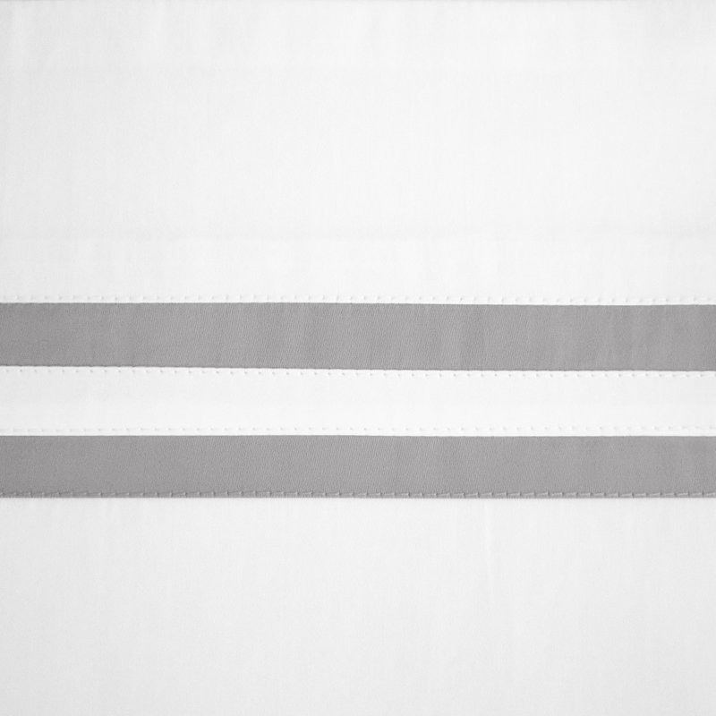 Ribbons Sateen Sheet Set, White/Chrome, Twin