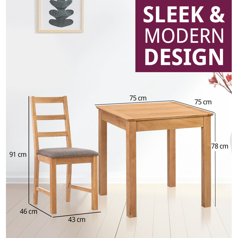 2 - Person Solid Oak Dining Set, Grey