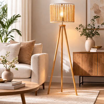 Jacouri 60" NATURAL BEADED TRIPOD FLOOR LAMP