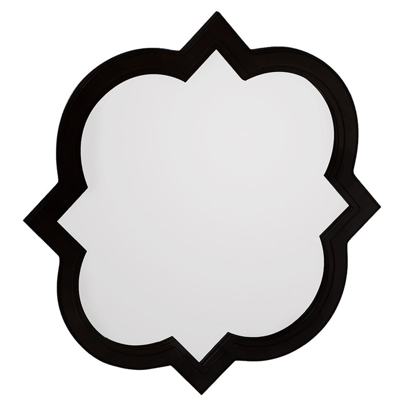 Black Quatrefoil Waterproof Wood Bathroom Vanity Mirror