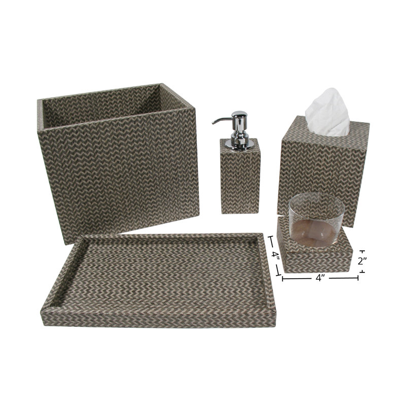Gray Chevron Wood Veneer Glass Holder
