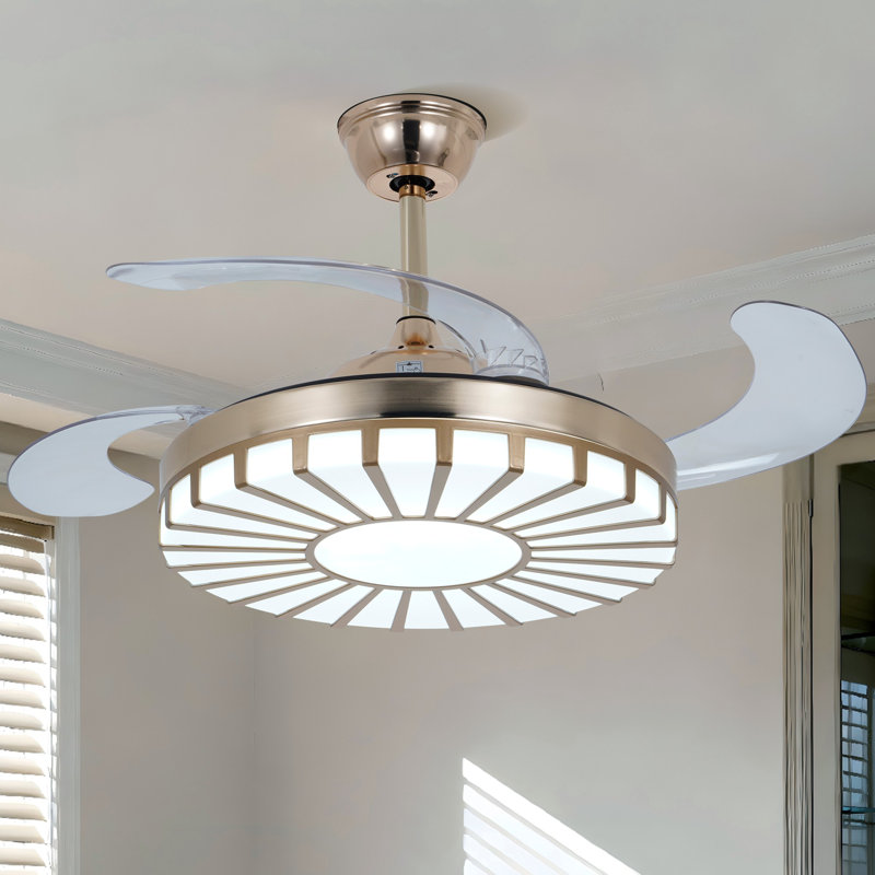 Modern 42" Ceiling Fan With Led Light Kit & Remote, 3 Colors Changing, 3 Speeds