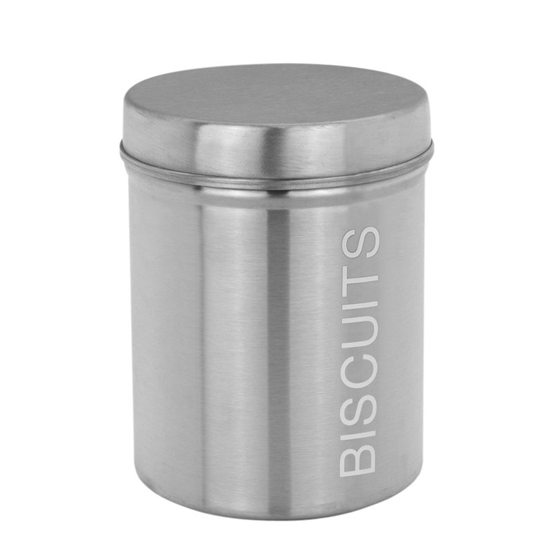 Harbour Housewares - Round Metal Kitchen Biscuit Tin, Silver