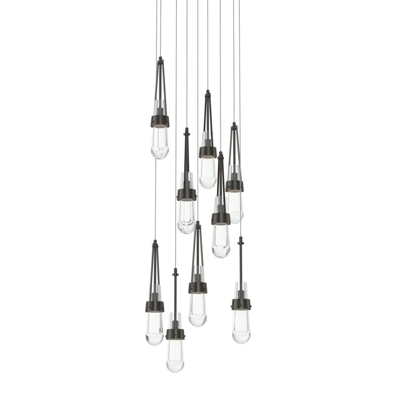 Link 9 - Light Pendant, Oil Rubbed Bronze, Long: 19" to 130", Clear Glass