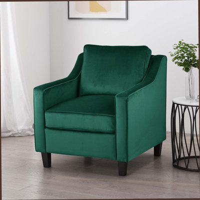 Green Velvet Upholstered Club Chair