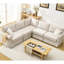 Canapé modulaire convertible, en L 5 places, rembourré beige avec accoudoirs roulés et siège confortable, support en tissu doux