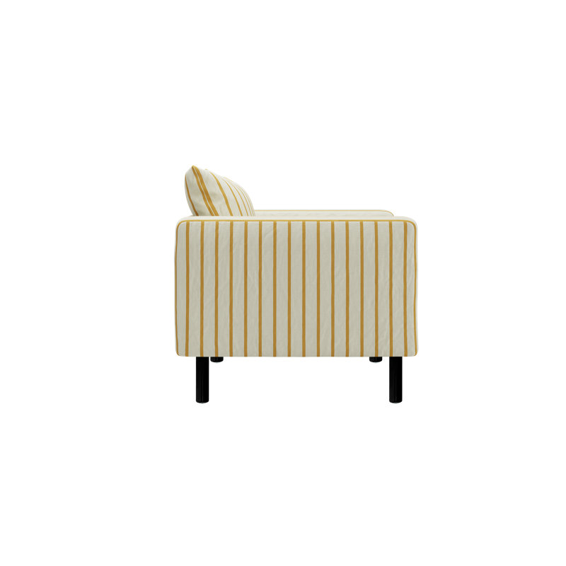 Fauteuil club Essential, Mélange de chanvre rayé jaune argile, Métal métal