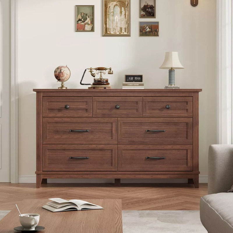 137 cm W Chest of 7 Drawers, Brown