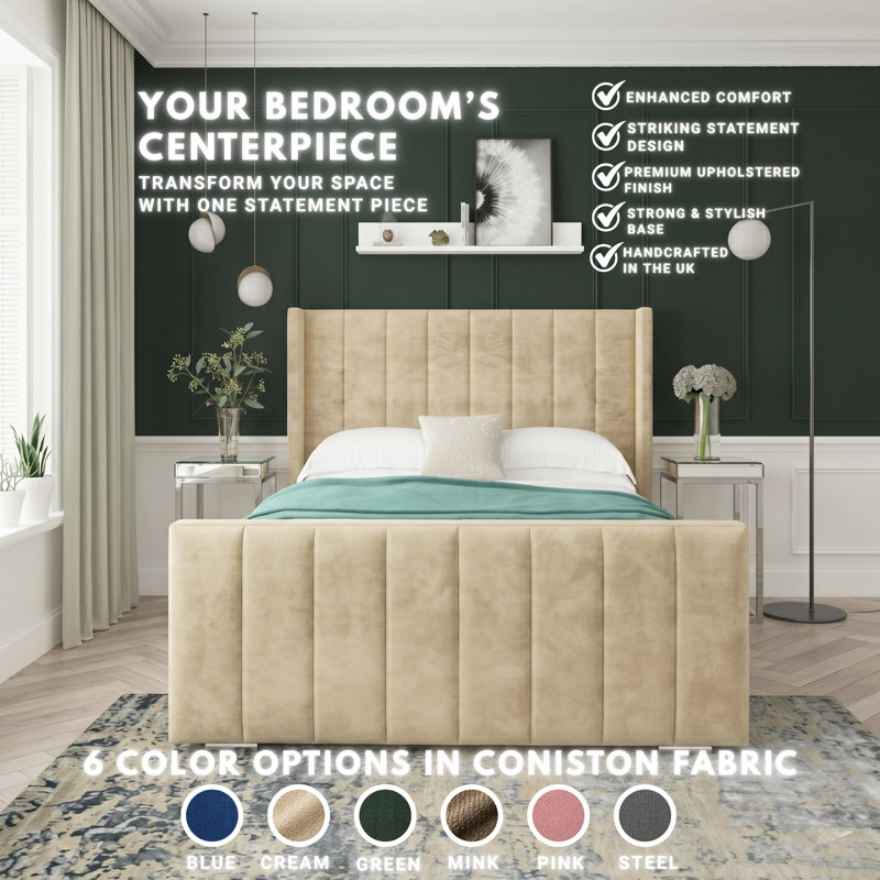 Aspen Conistan Upholstered Ottoman Bed Frame, Double (4'6), Green
