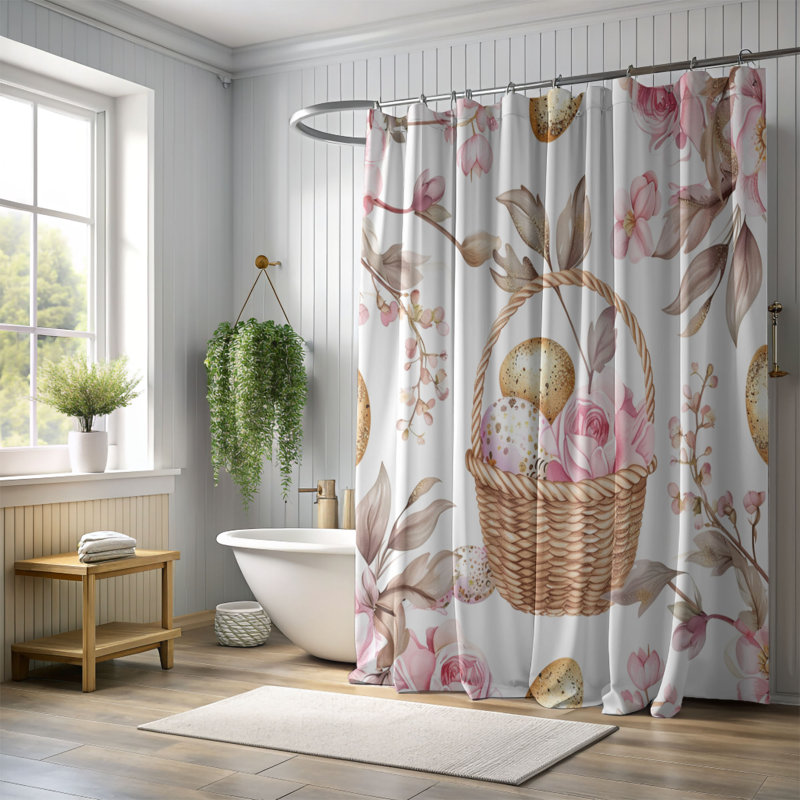 Fleur de Pâques - Rideau de douche Premium, H 74 po x l 71 po